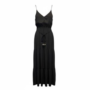 Anthropologie Dolan Left Coast Tiered Maxi Dress Black Size Large Boho NWT